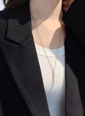 秋冬几何吊坠项链女轻奢小众气质毛衣链高级感长款搭配打底衫配饰