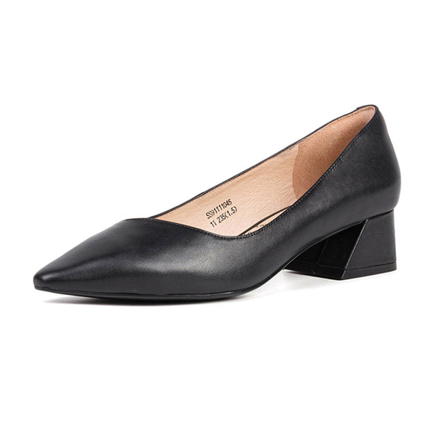 St/Sat/Saturday pointed toe commuter solid color horseshoe heel thick heel medium heel women's single shoes SS11111969