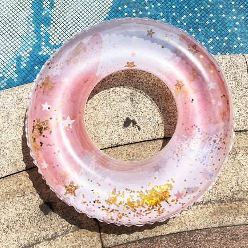 儿童亮片网红泳圈成人男女游泳圈充气加厚救生圈初学者腋下浮圈 - 图1