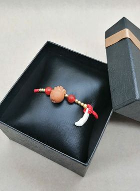 柏亦桃木狗牙女原创手链宝宝手绳