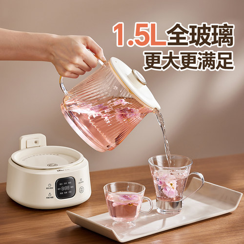 小熊全玻璃恒温养生壶家用多功能办公室小型煮茶壶烧水壶炖煮一体 - 图2