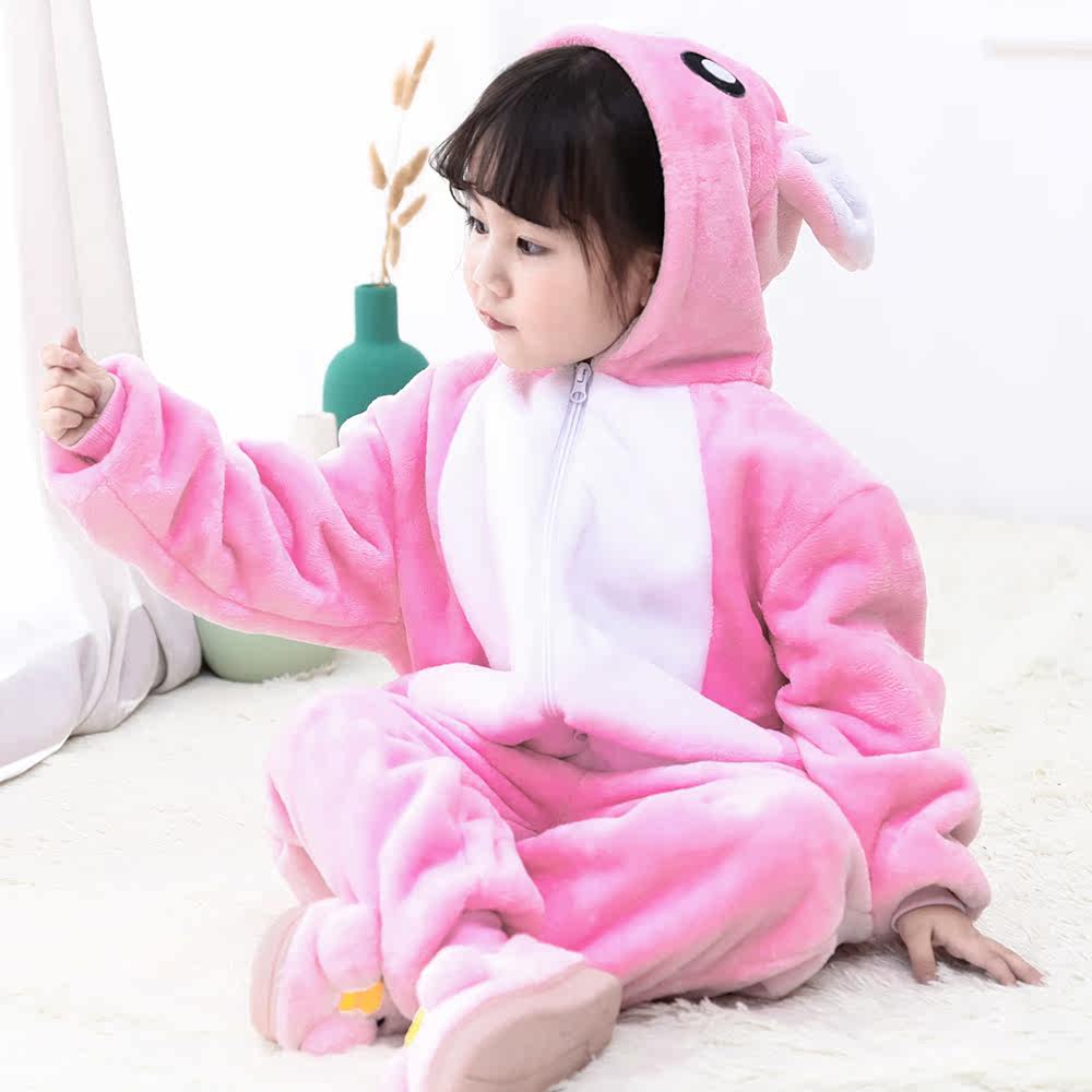 儿童连体女童恐龙卡通珊瑚绒睡衣 zakle星订制睡衣/家居服套装