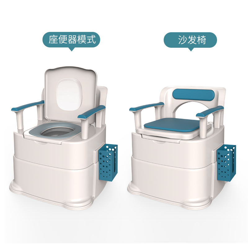 可移动老人坐便器家用老年防臭马桶室内便携式孕妇坐便椅简易厕所 - 图1