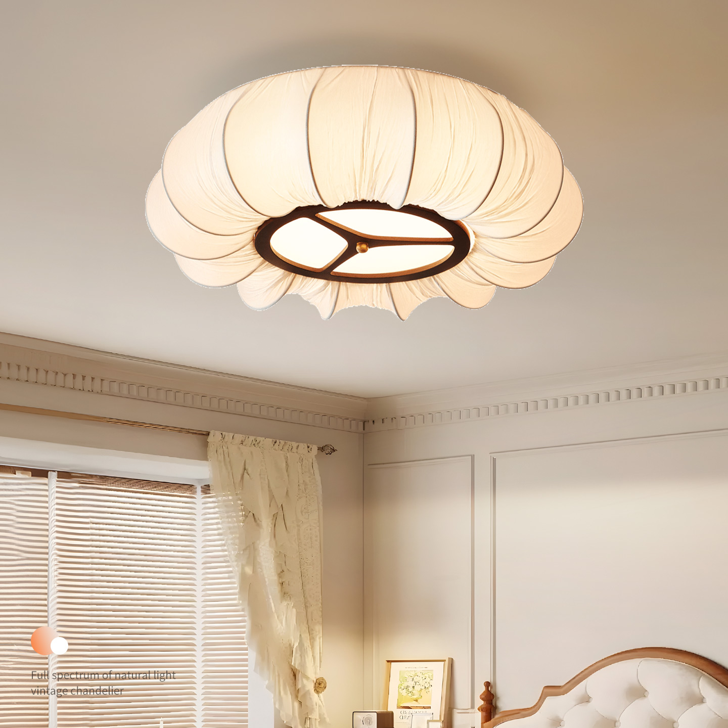 中古法式奶油风全光谱护眼吸顶灯设计师款复古创意个性卧室氛围灯 - 图2