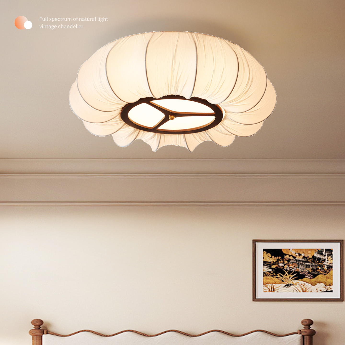 中古法式奶油风全光谱护眼吸顶灯设计师款复古创意个性卧室氛围灯 - 图0