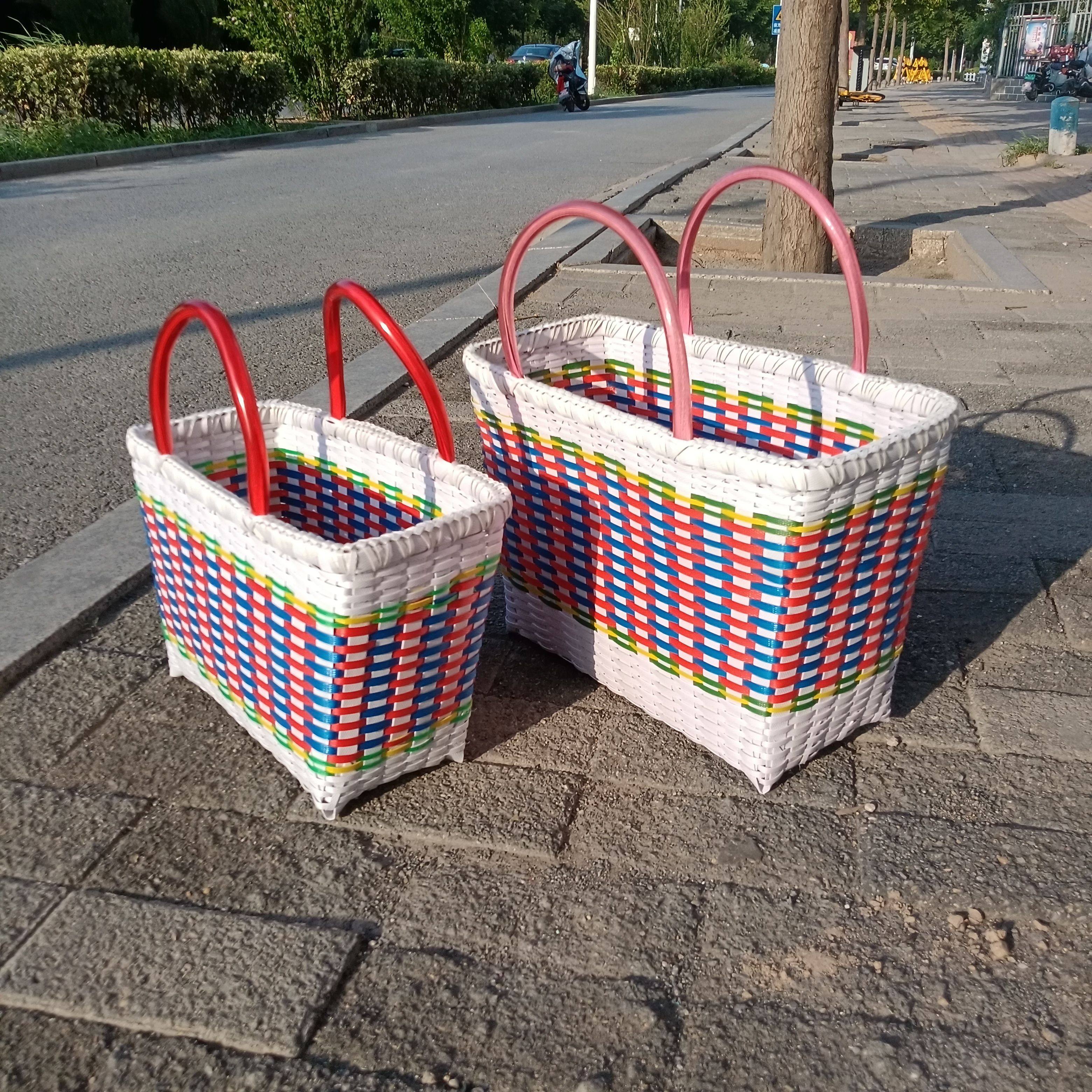 新品纯手工包装带编织篮手提篮水果篮菜蓝购物筐塑料打包带藻篮,淘宝优惠券,粉丝福利购,淘宝优惠卷