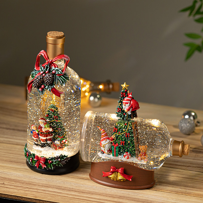 圣诞节漂流瓶装饰品老人树酒瓶christmas 场景布置摆件玩具夜灯雪,淘宝优惠券,粉丝福利购,淘宝优惠卷