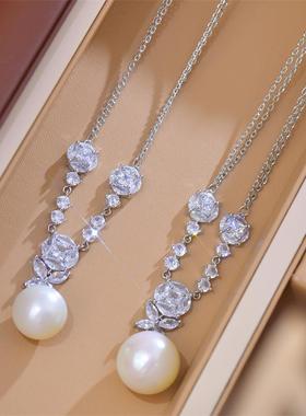 法式复古珍珠霜花蝴蝶项链女轻奢小众锁骨链颈链2024新款爆款配饰