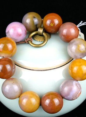 天然宣化战国红盐源玛瑙北山料原矿男女士手串链手持礼物念佛珠