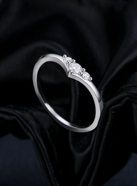 法国chrry koop莫桑钻s925银几何戒指商务小众箭头叠戴闪钻指环女