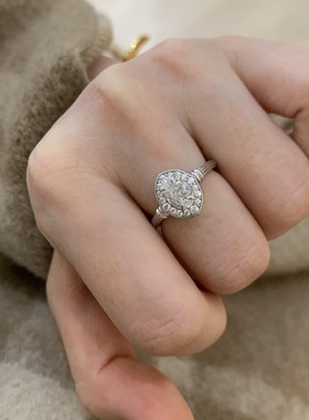 日系CherryKoko中古风轻奢满钻鸽子蛋戒指两色百搭宫廷高级感