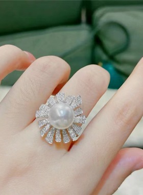 日系cherrykoko太阳花珍珠戒指女开口ins轻奢风时尚气质优雅