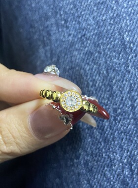 日系CherryKoko轻奢高级感中古泡泡钻圆珠边戒指气质小众复古