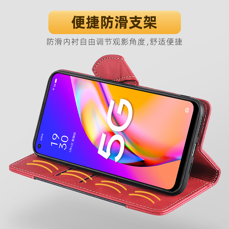 oppof19pro+5g手机壳翻盖OPPO F19Pro保护套真皮0pp0F19全包防摔F9por创意双面外壳男士女款新品耐脏高级商务-图2