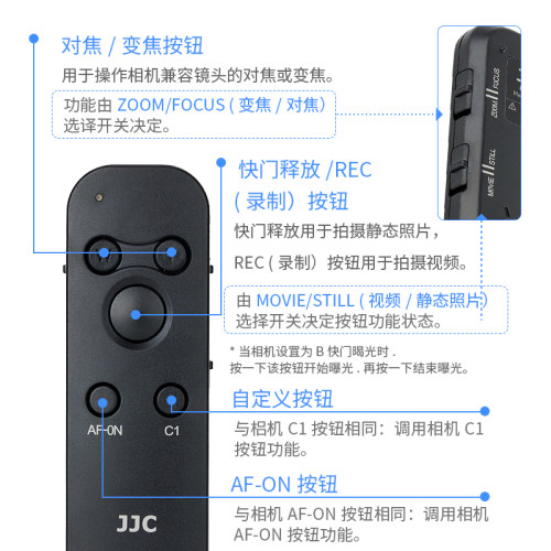 JJC 适用索尼RMT-P1BT蓝牙遥控器无线A7M5 A7C2/II A1II ZVE10II A7M3/M4 A6700 A6400 A7CR A7R5 ZV1M2 ZV1F - 图2