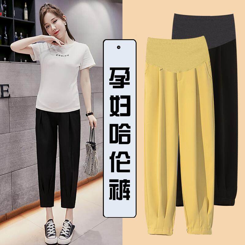 秋季外穿潮妈时尚阔腿九分孕妇裤子 熠饰母婴孕妇阔腿裤