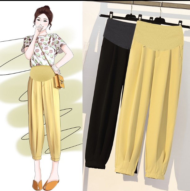 秋季外穿潮妈时尚阔腿九分孕妇裤子 熠饰母婴孕妇阔腿裤