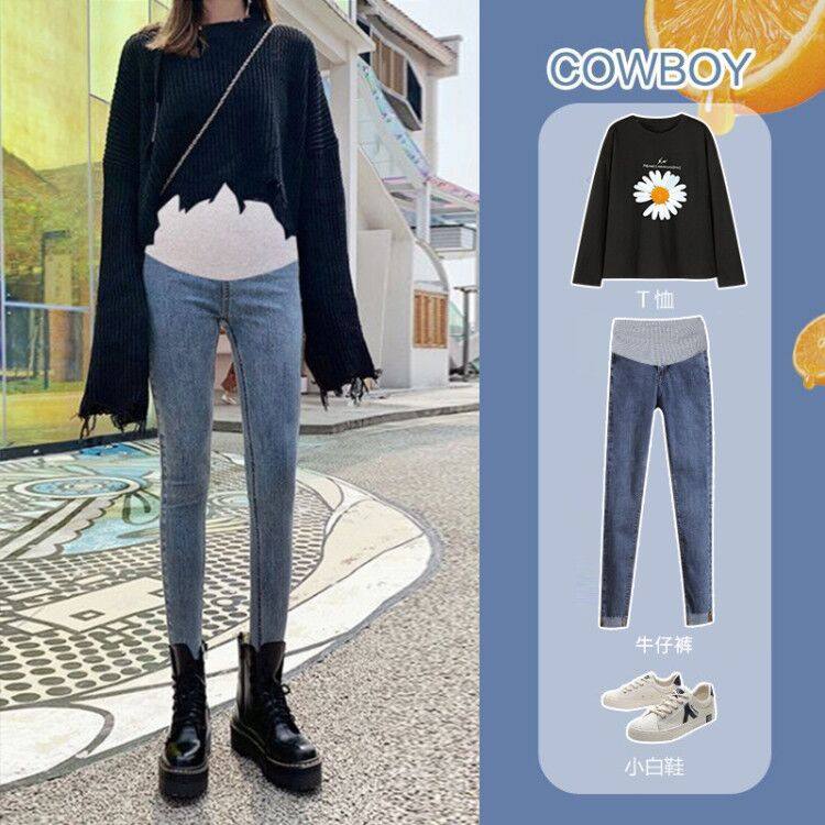 外穿春秋款时尚潮妈黑色孕妇裤子 熠饰母婴孕妇打底裤