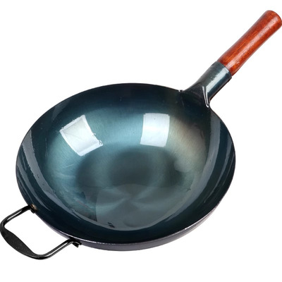 章丘手工铁锅炒菜锅家用炒锅不粘锅老式饭店厨师商用大马勺已开锅