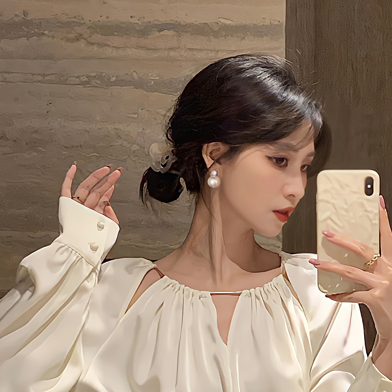 法式复古珍珠款耳环女轻奢时尚高级感耳钉小香风气质简约百搭耳饰 - 图0