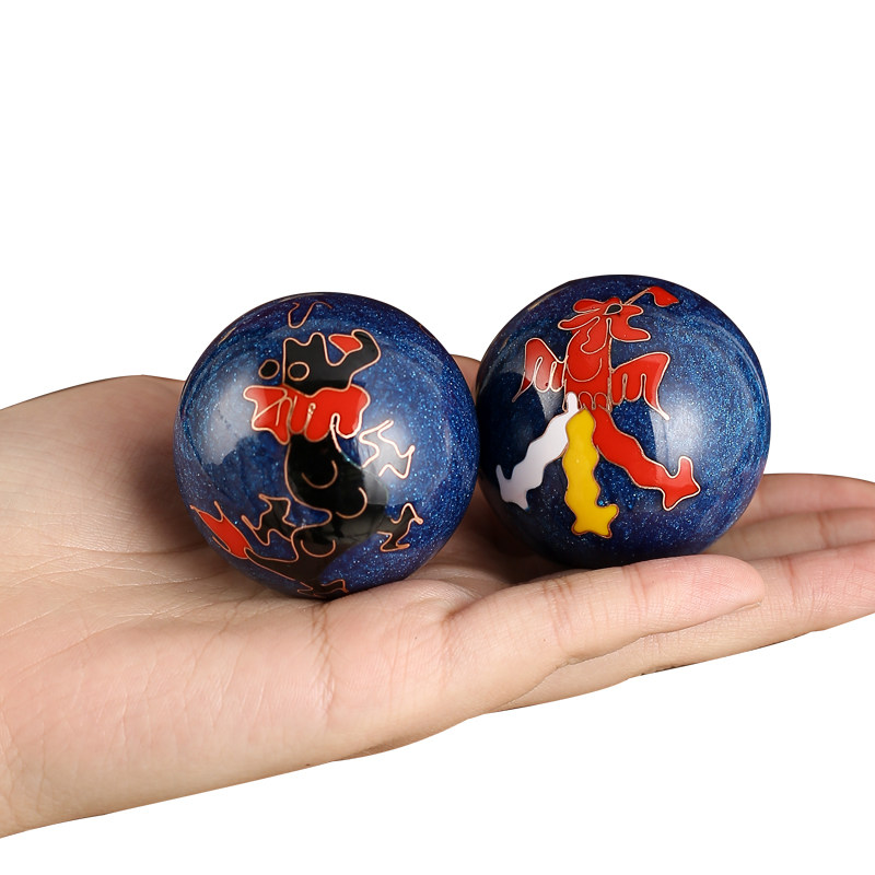 景泰蓝龙凤太极空心健身球手握球实心保健球健身球送礼父亲节礼物