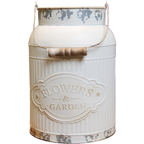 田园复古做旧花桶美式铁皮花瓶铁艺花盆花器花店插花花筒摆件 - 图3