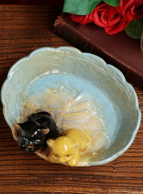 日式陶瓷可爱小猫咪摆件