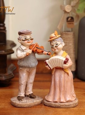 美式乡村风白头到老树脂装饰品