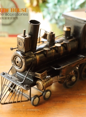 手工做旧老掉牙仿旧铁艺火车摆件