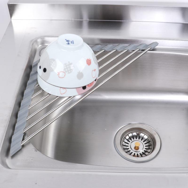 Triangular sink drain rack Roll up drying plate rack drainin - 图2