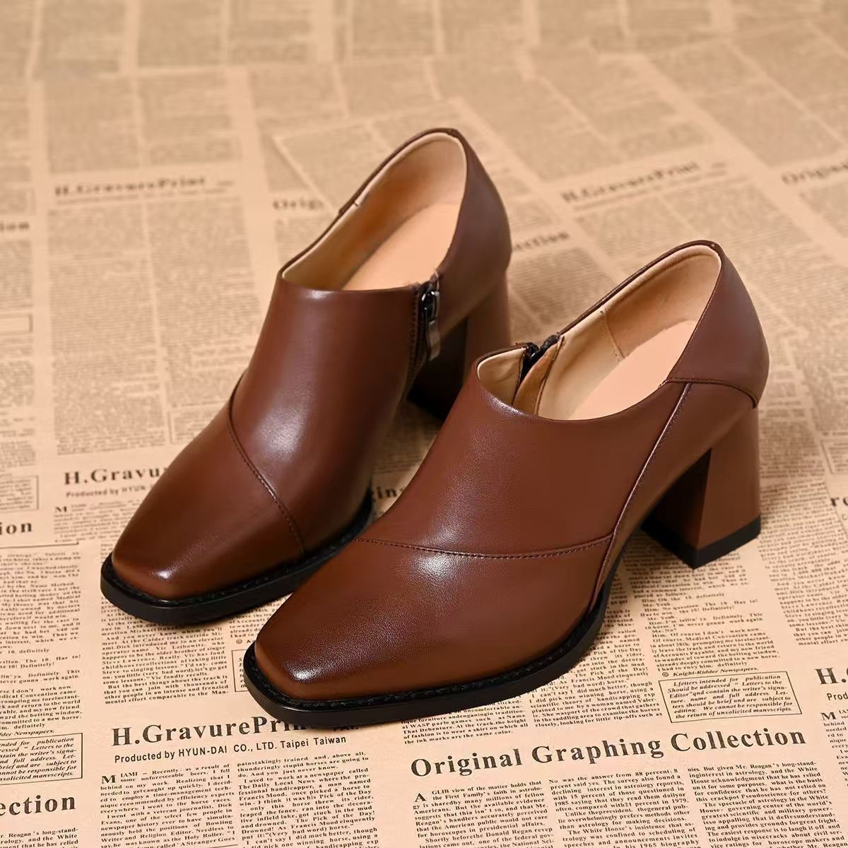 2025年新款百搭女鞋春季舒适皮鞋女中跟粗跟软皮单鞋女软底妈妈鞋,淘宝优惠券,粉丝福利购,淘宝优惠卷