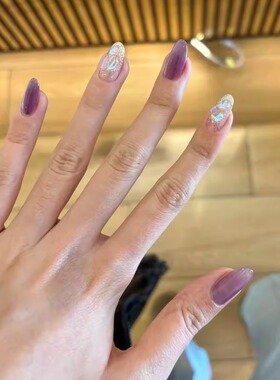 【紫云青提】冰透超温柔紫色猫眼显白气质纯手工定制美甲穿戴贴片