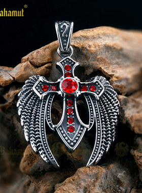 复古配饰挂件天使宝石十字架吊坠