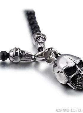 小众骷髅头夸张挂件钛钢吊坠项链