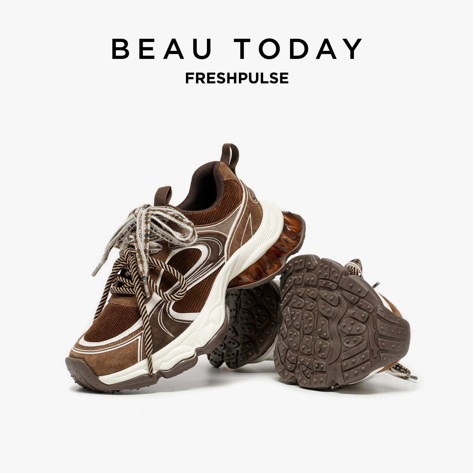 BeauToday厚底老爹鞋女冬季2025新款休闲运动鞋加绒女鞋美拉德风,淘宝优惠券,粉丝福利购,淘宝优惠卷