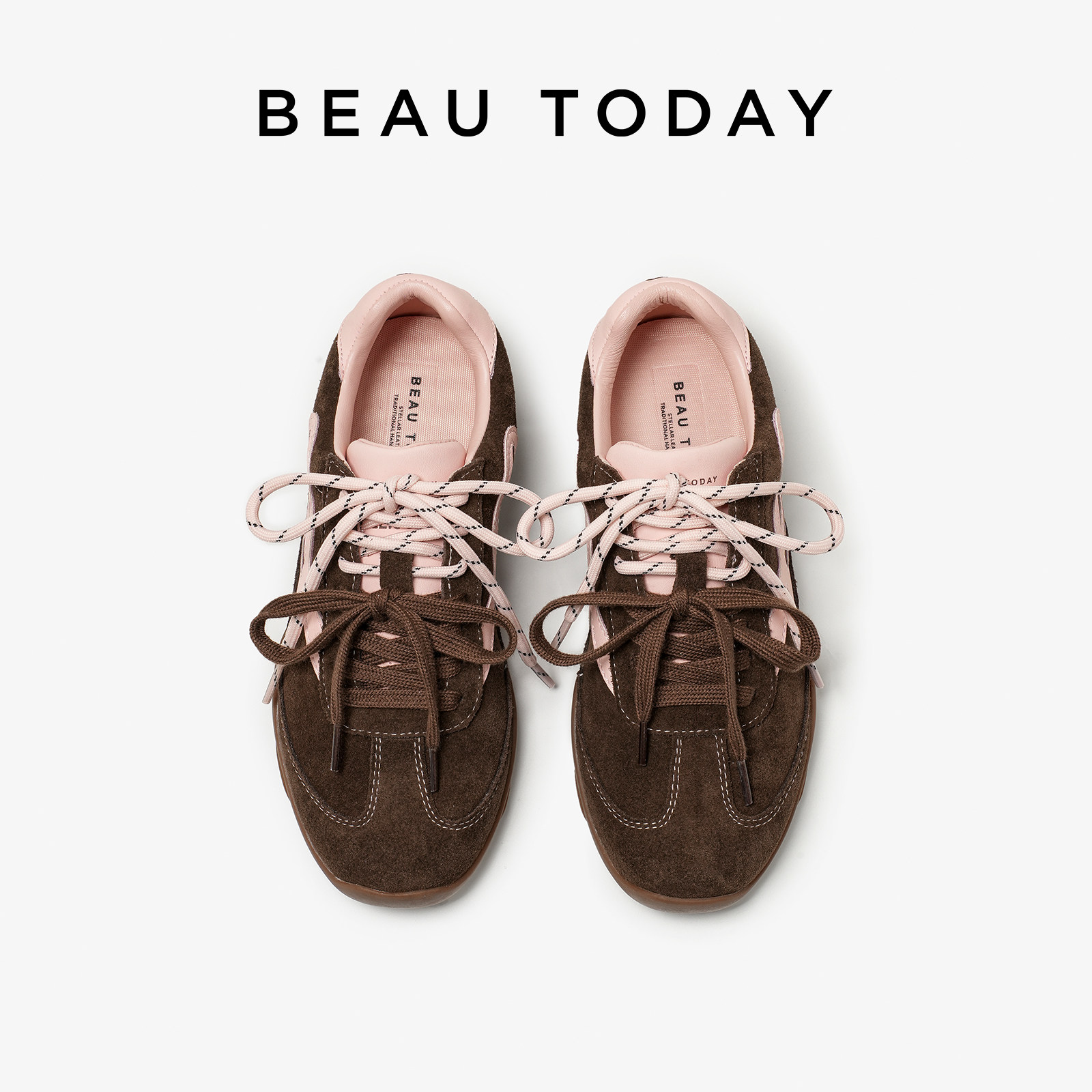 BeauToday平底德训鞋女杏色2026春季休闲运动鞋复古单鞋阿甘鞋子,淘宝优惠券,粉丝福利购,淘宝优惠卷