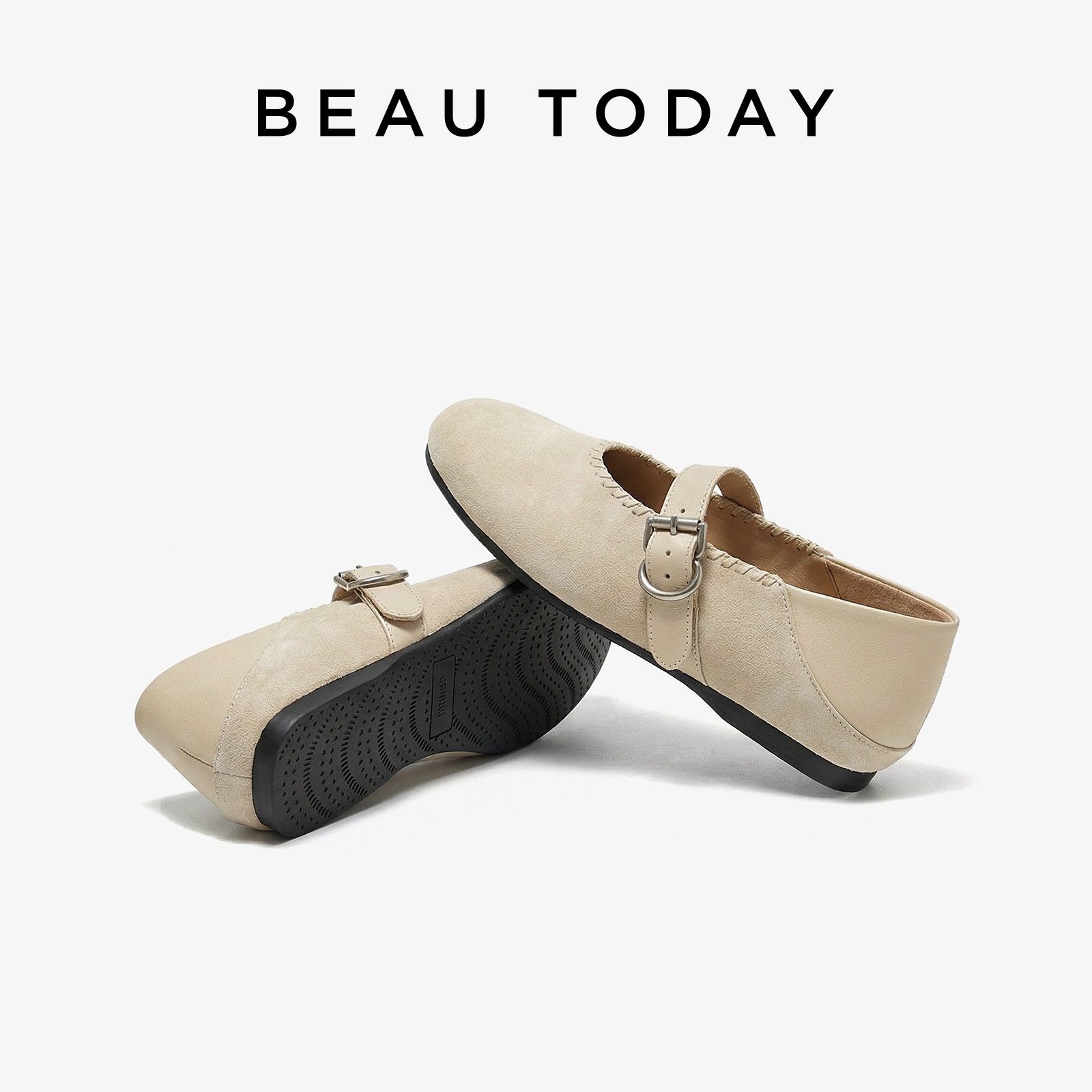 BeauToday法式玛丽珍鞋女款2026新款春季白色小皮鞋浅口平底单鞋,淘宝优惠券,粉丝福利购,淘宝优惠卷