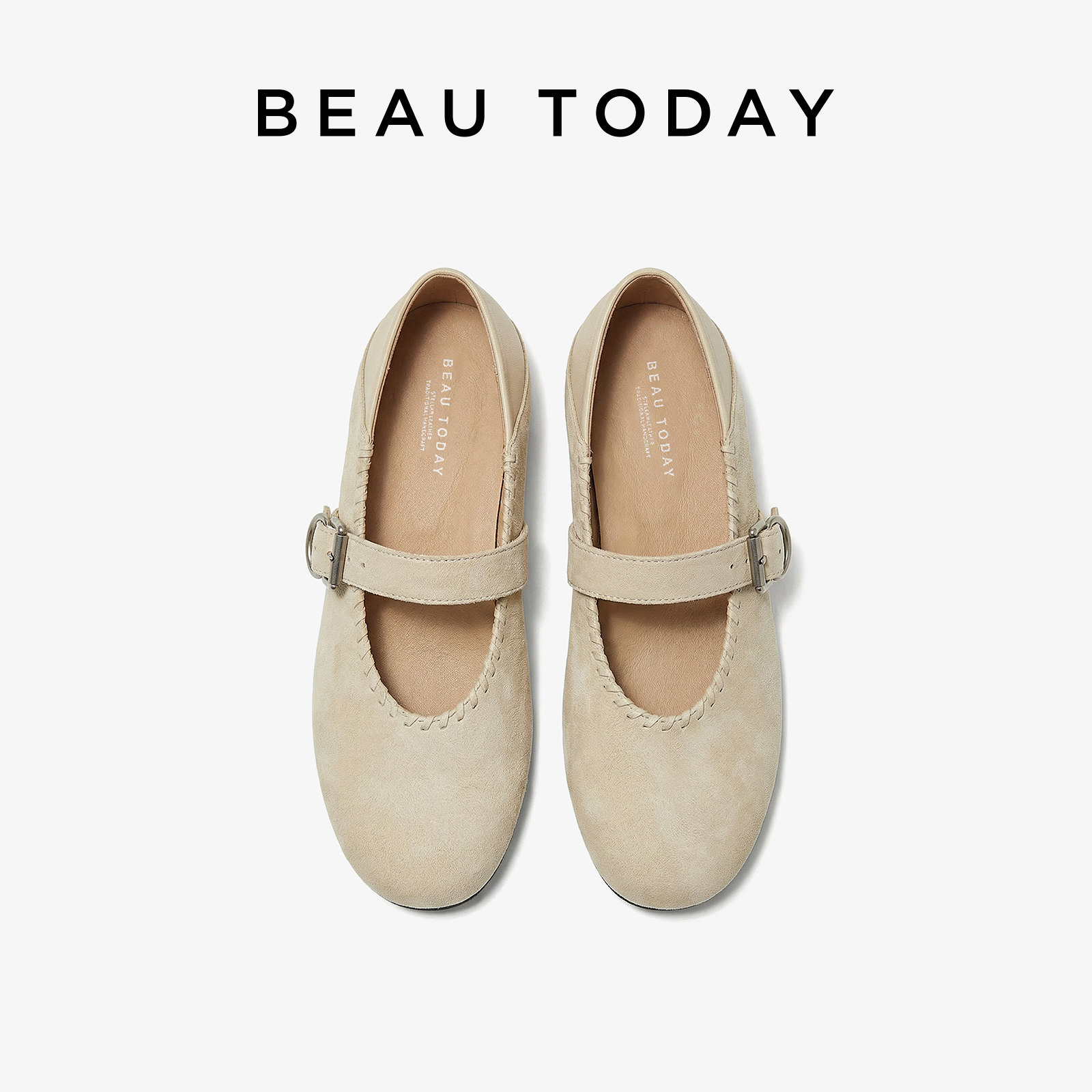 BeauToday法式玛丽珍鞋女款2026新款春季白色小皮鞋浅口平底单鞋,淘宝优惠券,粉丝福利购,淘宝优惠卷