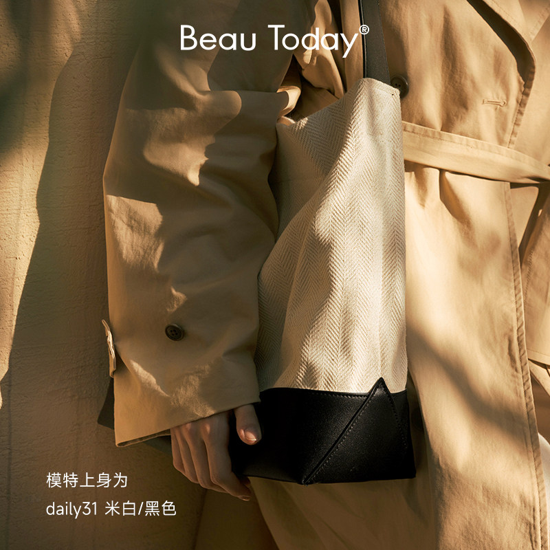 BeauToday斜挎帆布包女款托特包大容量通勤单肩包包女简约水桶包,淘宝优惠券,粉丝福利购,淘宝优惠卷