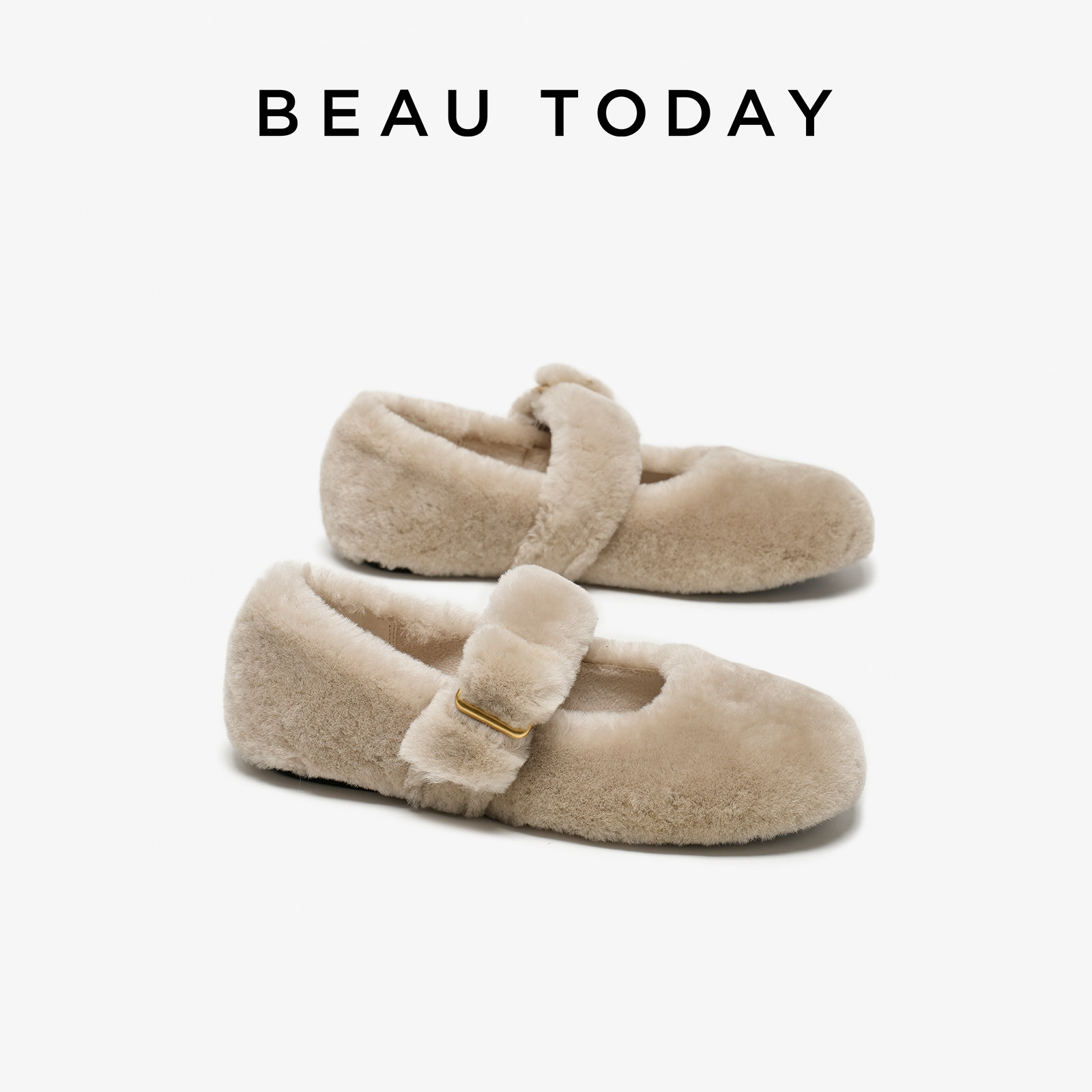 BeauToday毛毛鞋玛丽珍鞋女款羊毛2026新款春季加绒女鞋平底鞋子,淘宝优惠券,粉丝福利购,淘宝优惠卷