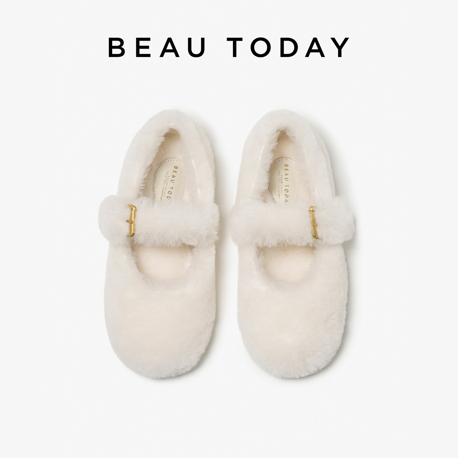 BeauToday毛毛鞋玛丽珍鞋女款羊毛2026新款春季加绒女鞋平底鞋子,淘宝优惠券,粉丝福利购,淘宝优惠卷