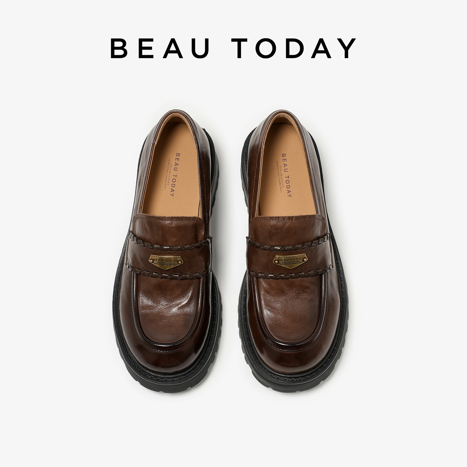 BeauToday厚底乐福鞋女款2025新款秋英伦风小皮鞋女士单鞋休闲鞋,淘宝优惠券,粉丝福利购,淘宝优惠卷