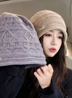 秋季女卷边保暖针织堆堆帽