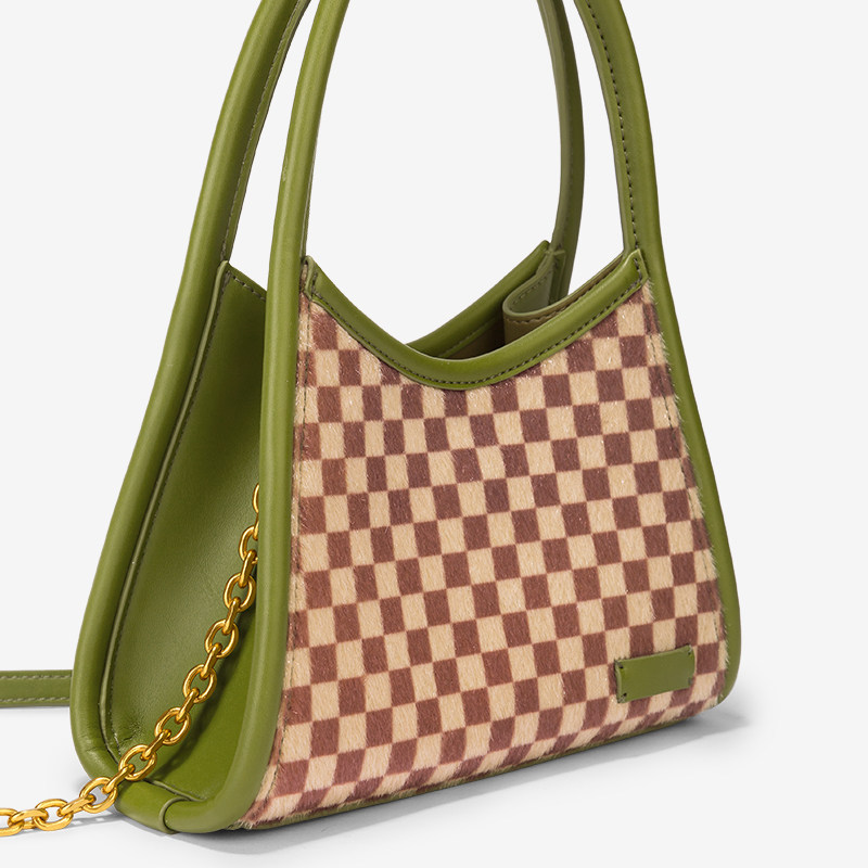 onetime绿色棋盘格礼物送女斜挎包 onetime女士包袋