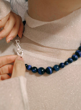 QURIOUSTONE 26春夏新款蛇骨S勾虎眼石项链高级感百搭锁骨链M星店