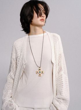 tokokkino 2025年新款黄杨木彩石项链西柚十字架项链百搭锁骨链