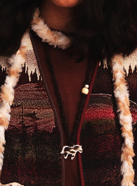 斑马纹毛线项链2026新款百搭