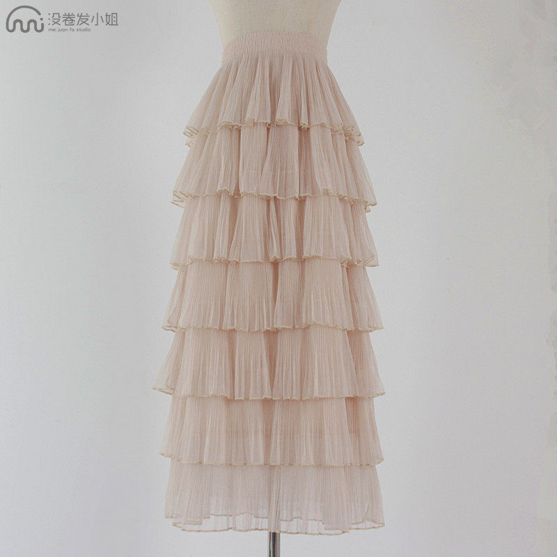网纱春韩国新品甜美百搭仙女蛋糕裙 大胡子和大脸家半身裙
