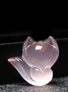 s925女粉水晶小狐狸芙蓉礼物项链