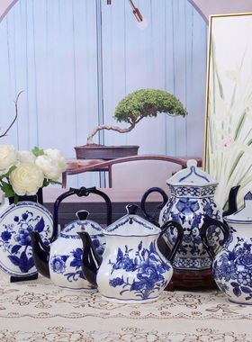 景德镇新中式陶瓷青花瓷壁挂花瓶摆件客厅家居软装饰品陶瓷花瓶